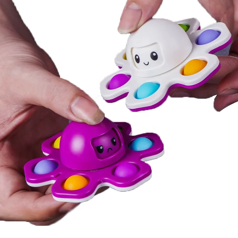 

Fidget Spinner Octopus Face Changing Bubble Toy Relief Anti-Anxiety Keyboard Stress Reliefs Sensory Toys for Kids Adults, Mix purple & white