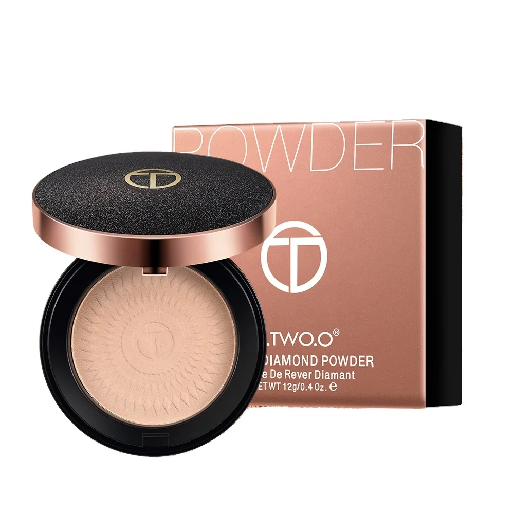 

O.TWO.O Natural Face Powder Mineral Foundations Oil-control Brighten Concealer Whitening Make Up Pressed Powder With Puff, 3 colors