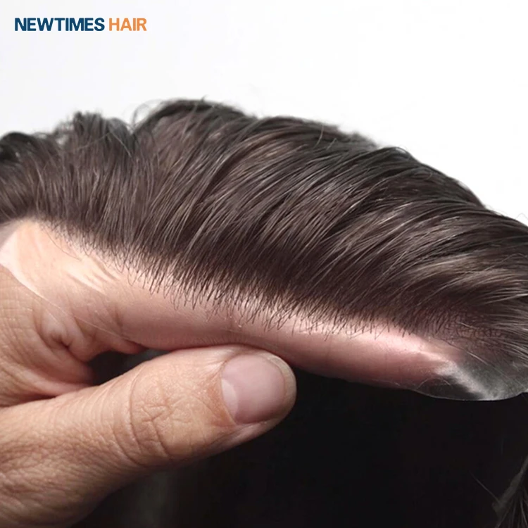 

0.02 0.03 Ultra Thin Skin v-looped human hair toupee replacement for men