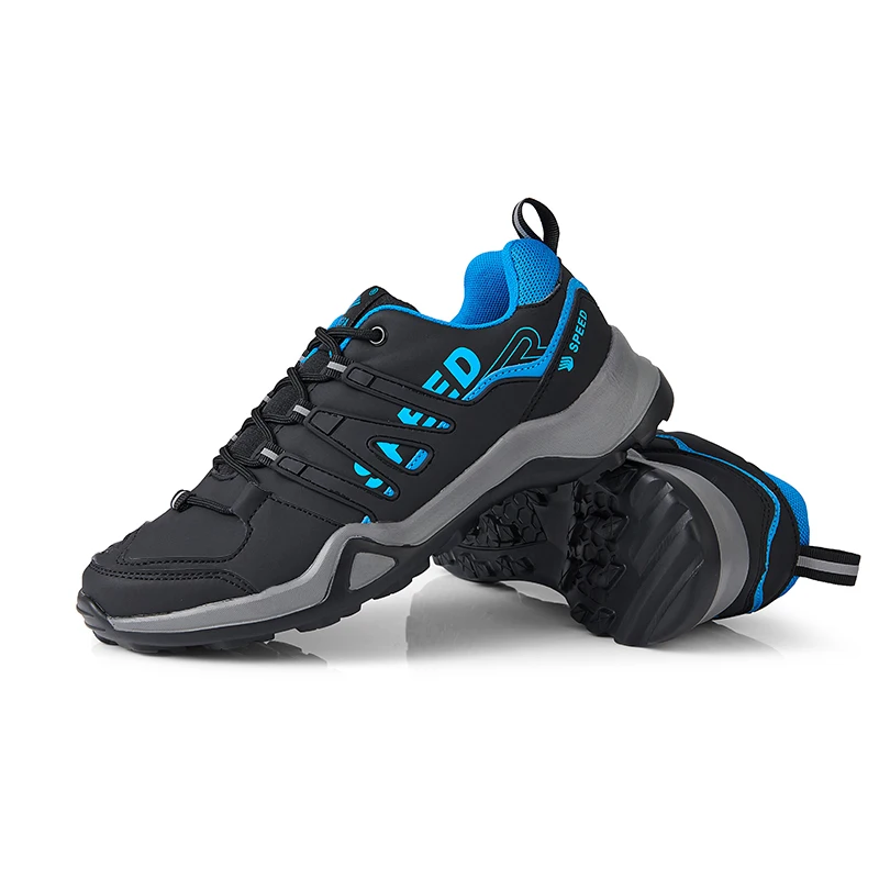 

2021 new design men fashion shoes outdoor comfortable footwear hiking movement shoes, Black blue/black red/black