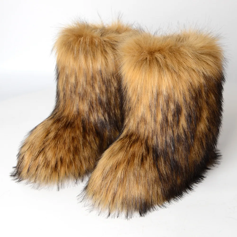 

New arrival hot sale colorful women kids thigh high snow winter boots faux fox fur warm boots