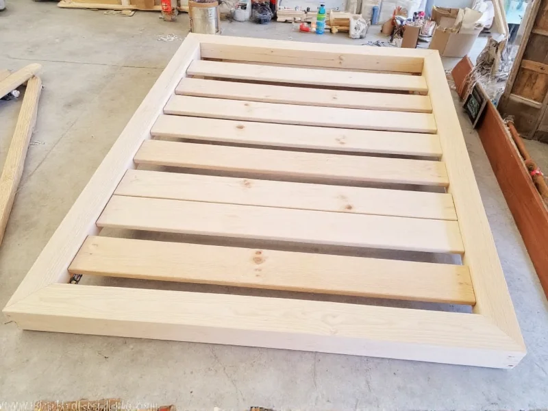 DIY pull down bed frame construction details