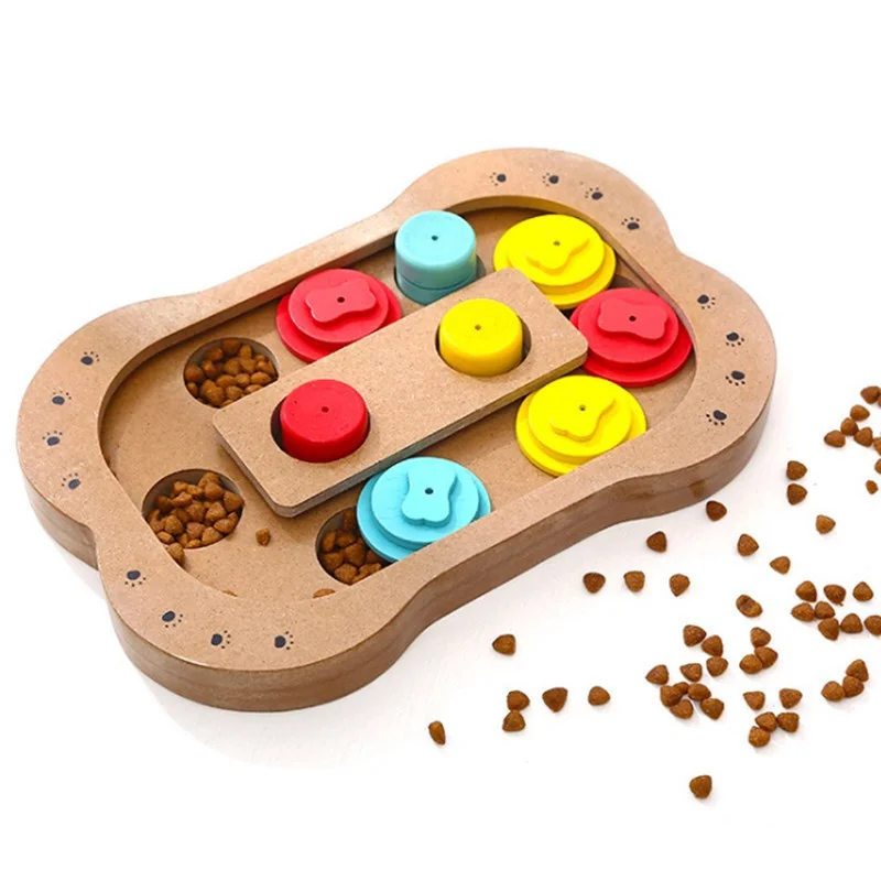 

Wholesale Wooden Cartoon modeling pet puzzle toy feeding multifunctional Interactive pet dog toy