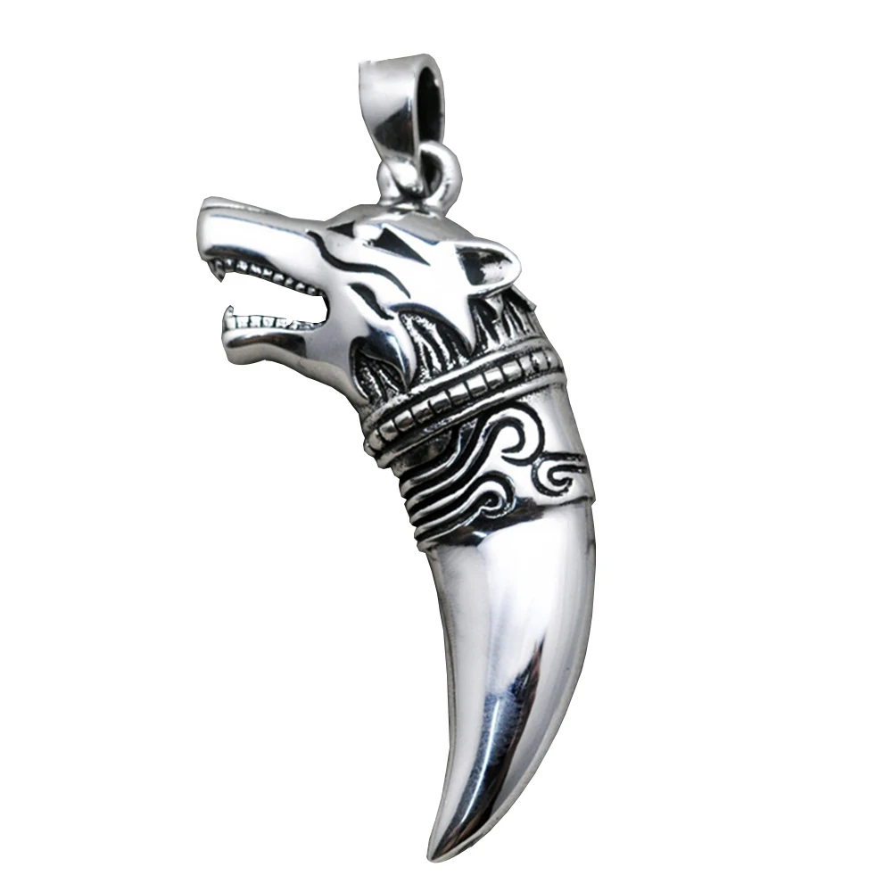 

Thai Silver Wolf Tooth Pendant Genuine 925 Sterling Silver Necklaces Pendants For Men Steampunk Vintage style Men Jewelry