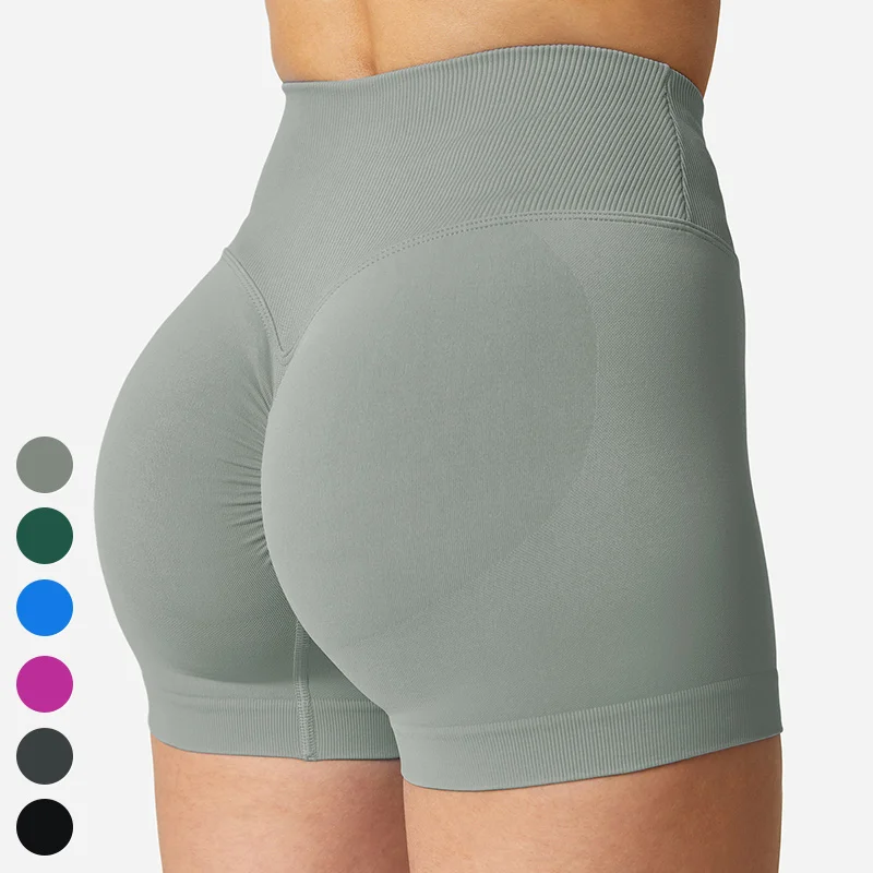 

Quick Dry V Waist Scrunch Butt Biker Shorts Custom Logo Running Sports Pants Gym Fitness Leggings Women Seamless Yoga Shorts