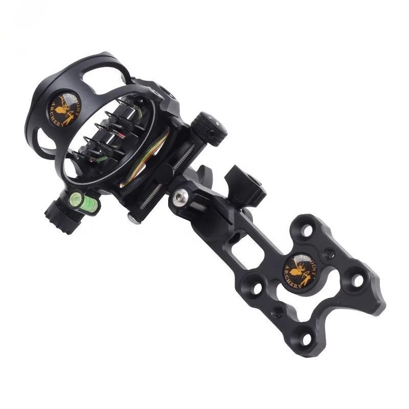 

Archery Compound Bow Sight 5 Pin Archery Hunting Sight CNC Machining Black Short Pole Bow Sights