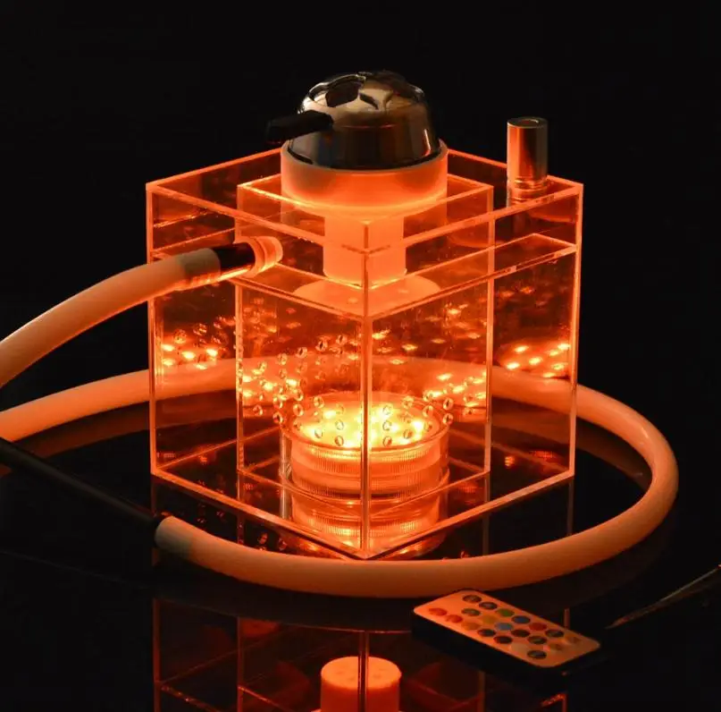 

High Quality LED Acrylic Shisha Hookah with Hose Pipe For Bar