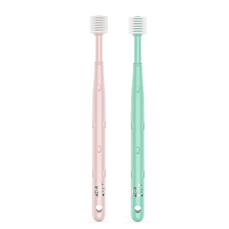 

MDB Baby Toothbrush 360-Degree Children Toothbrush 0-1-2-3-6-years-old Soft Bristles Toothbrush, Green,pink
