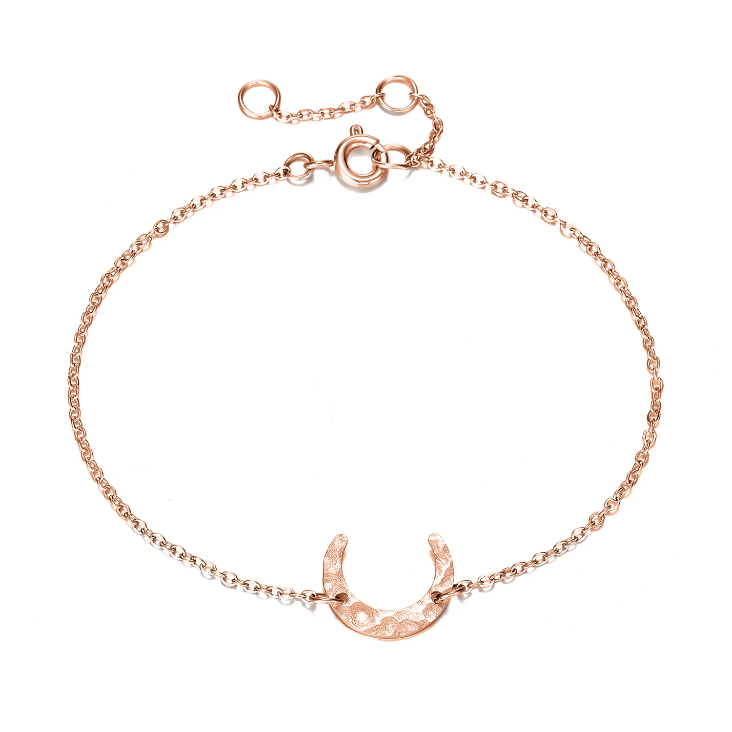 

Popular New Moon Charm Bracelet 316 Steel Lead Free Anklet Pink Gold Plated Fashion Hammer Pattern Bangle, Gold/silver/rose gold