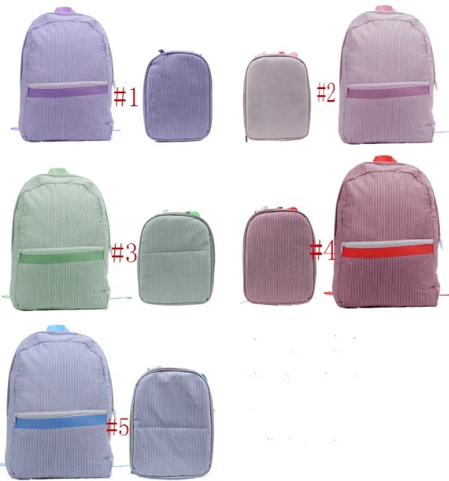 

Free Shipping Blank Toddler School Bags Kids Seersucker Backpack And Lunch Box