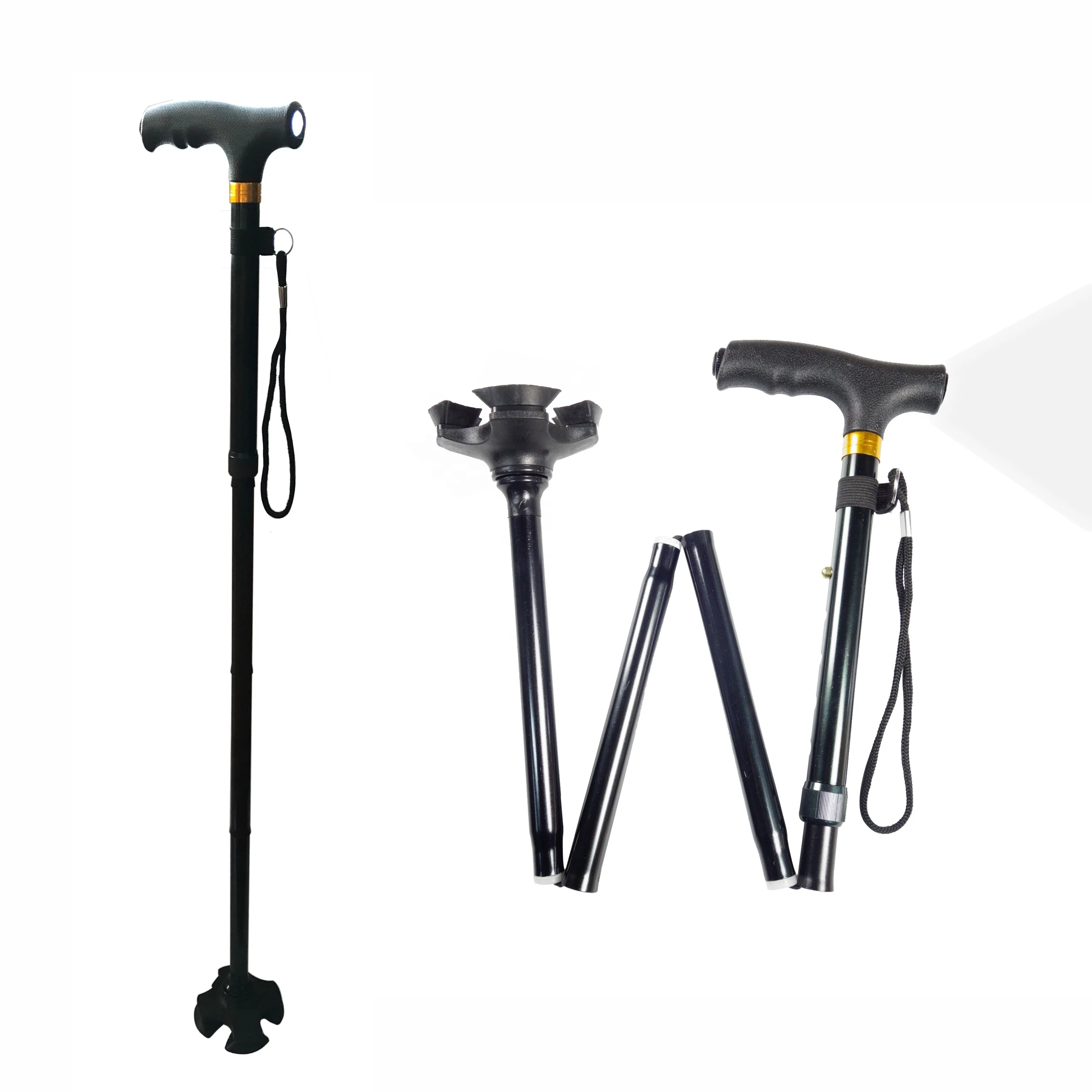 

Collapsible and portable led walking stick, Black