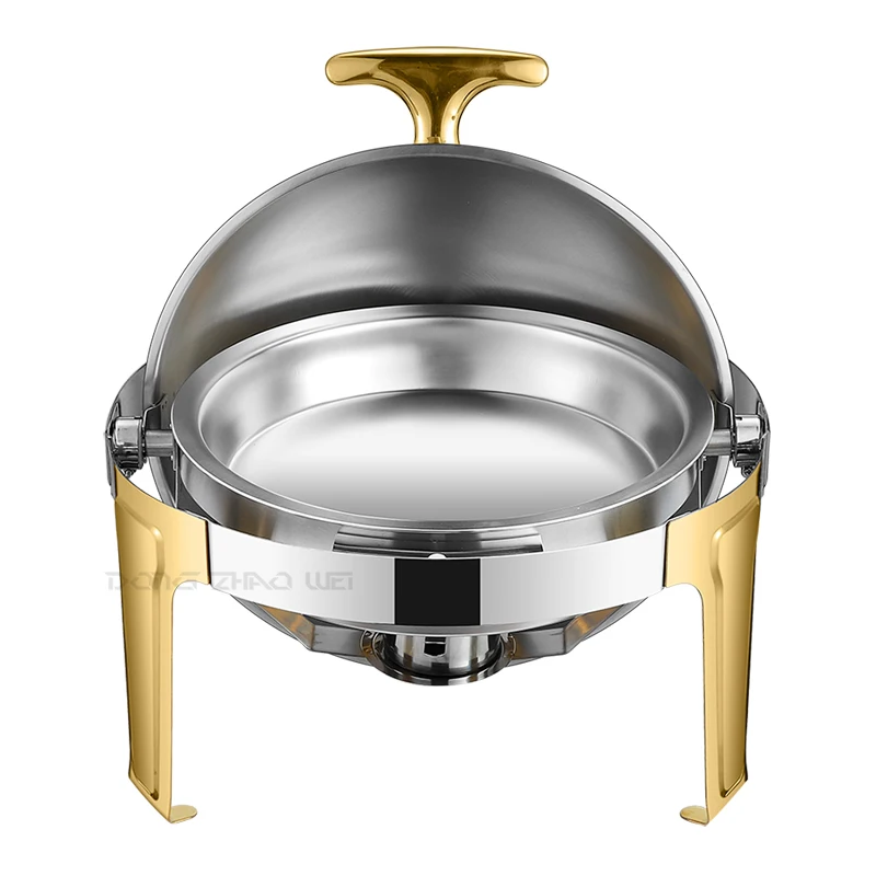 

New Arrival Commercial Round Chafing Dishes Silver Food Warmer Buffet Stainless Steel Roll top Chaffing Dishes