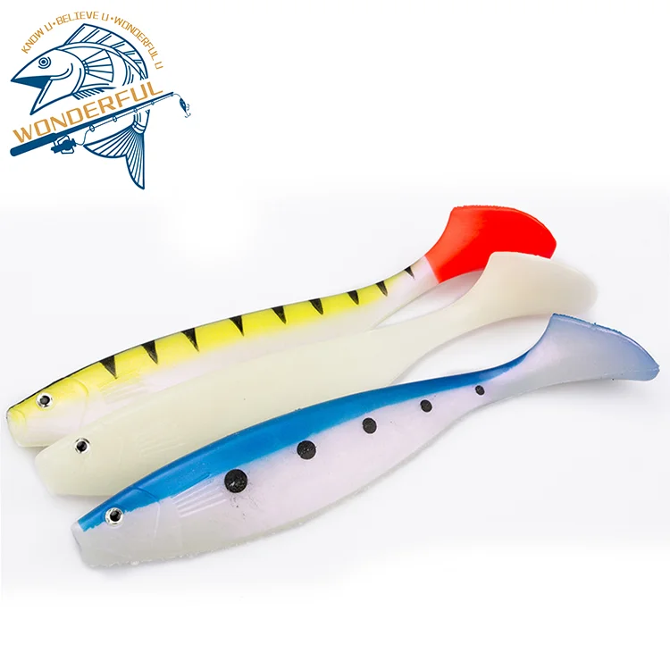 

Top Quality Hot Sale 68g 225mm Bionic Large Artificial Big Game Saltwater Fishing Luminous Trolling T Tail Soft Lure