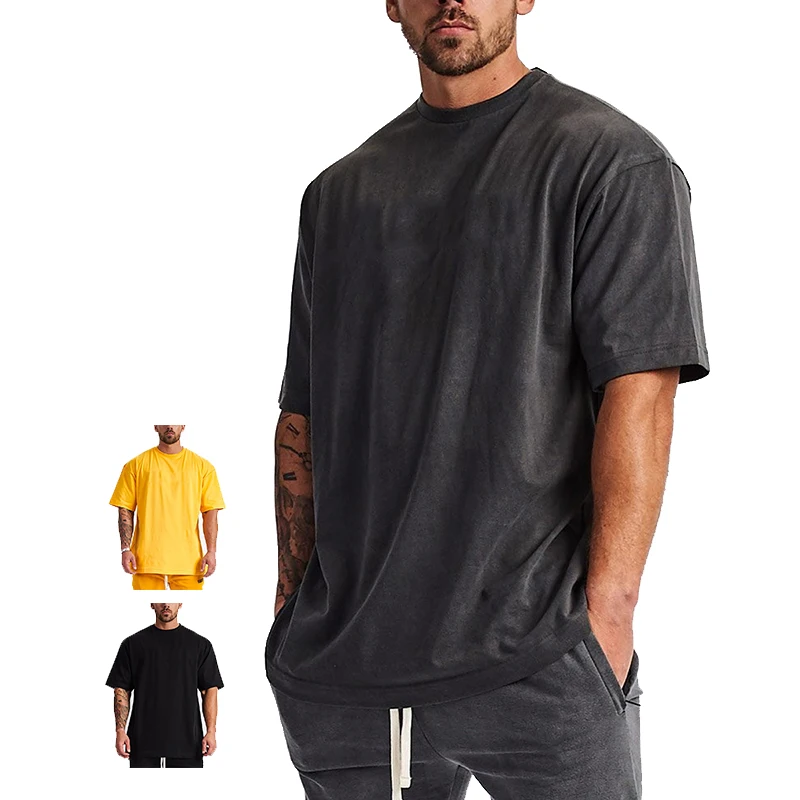 

wholesale custom logo polo shirt made blank men's o-neck men oversized streetwear sublimation fitness t shirts, Yellow, black, dark gray