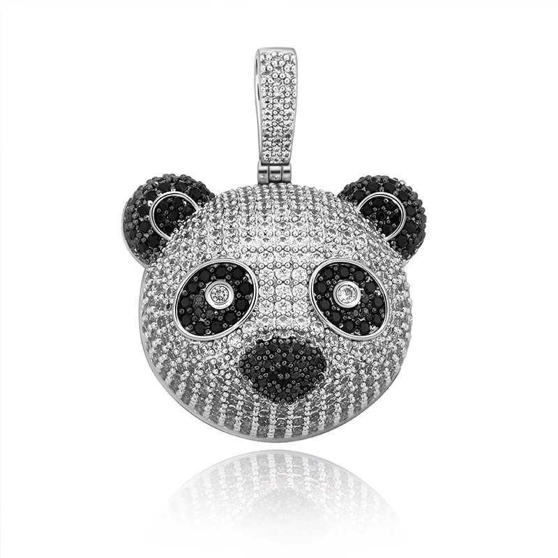 

New panda head personality cute wind pendant full of CZ hip-hop necklace holiday gift