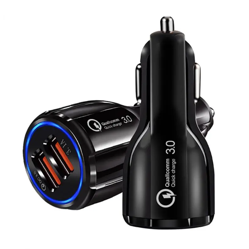 

30W Car Charger quick Charger Qc3.0 Dual USB car adapter for iphone 11 for samsung note 10, Black and white