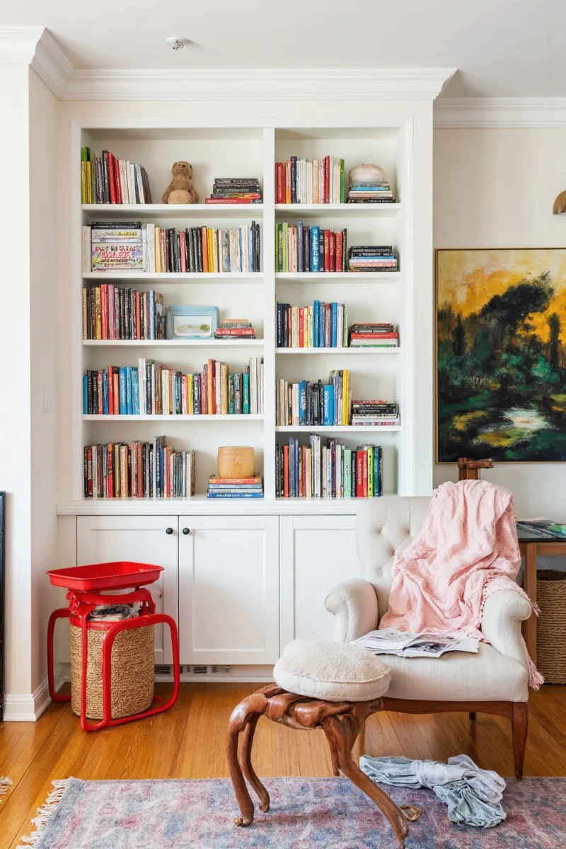 Traditional vs. colored bookshelves comparison chart