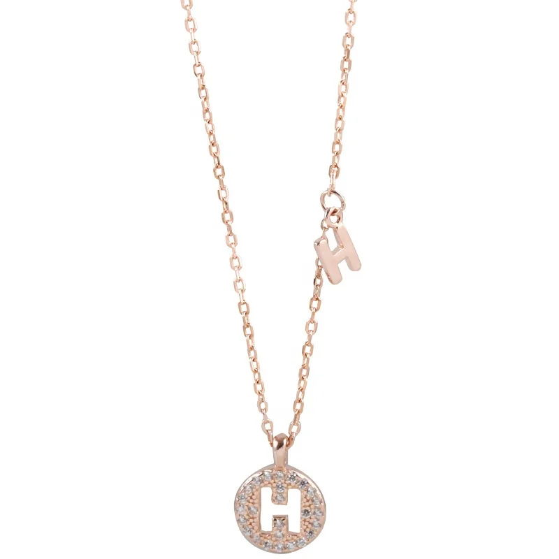 

New design Fashion sterling silver 925 necklace letter pendant Initial H Zircon Gift women sterling silver jewelry pendant, White gold (rose gold, yellow are avaliable)