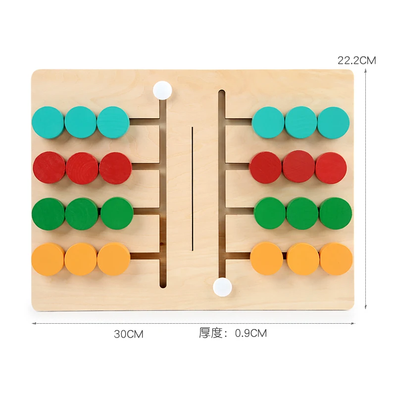 

Wooden Four Color Chess Montessori Toys Slide Puzzle Board Education Logical Thinking Training Teaching Aids Game