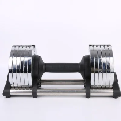 

20KG Adjustable Dumbbell With Handle and Adjustable Weight Plates, Silver