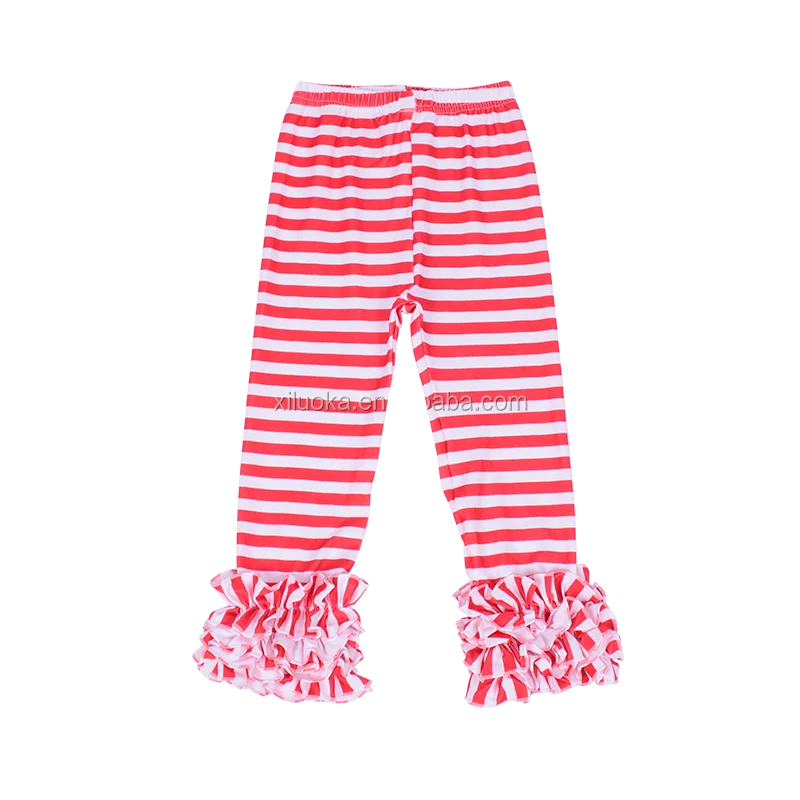 

New Product Red And White Strip Milk Silk Ruffle Icing Leggings Fall Winter Children Girls Ruffle Icing Pants, Picture