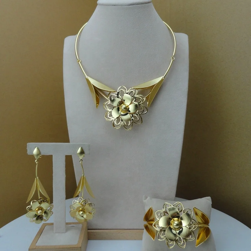 

New Arrival Costume Fashion Superior Gold plated Elegant Design Dubai Jewelry Sets for Women FHK8516, Any color you want