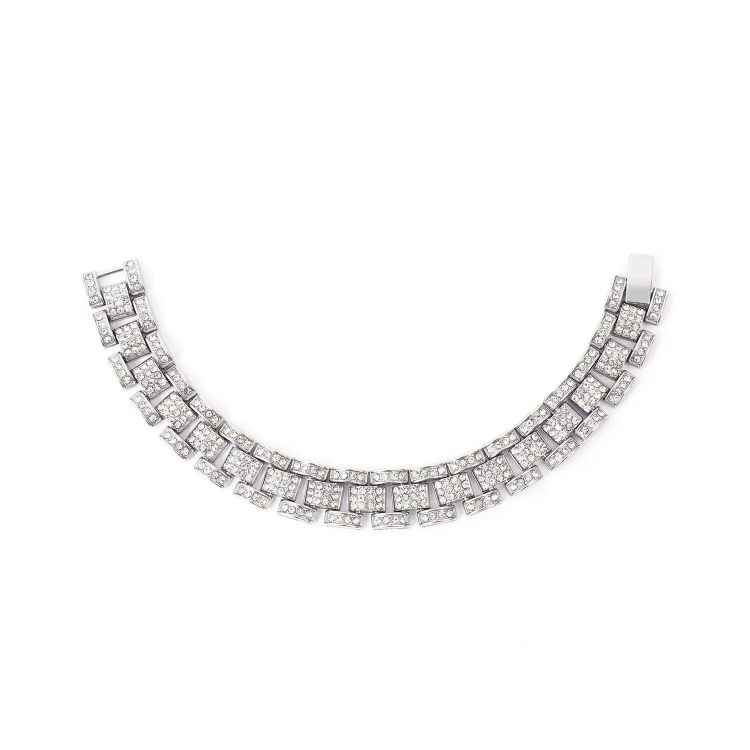 

Good Quality 15mm Simple Tennis Chain Stainless Steel Cuffdiamond Iced Out Bracelet Jewelry Men