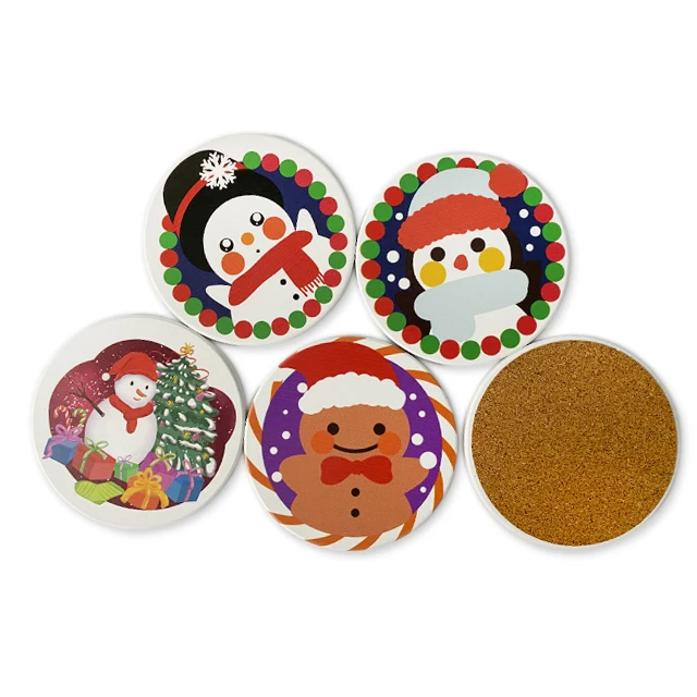 

XS ltd. Set 6 pack Christmas Coasters Gift Fashion Coaster Water Absorbent Ceramic Coasters for Drinks