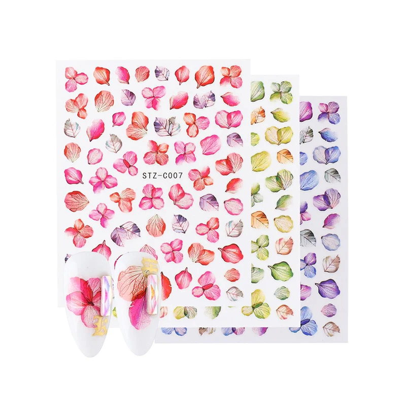 

1 pcs flower lavender nail stickers nail decals 3d dried flower leaf slider nail decoration manicure adhesive tattoo, Colorful
