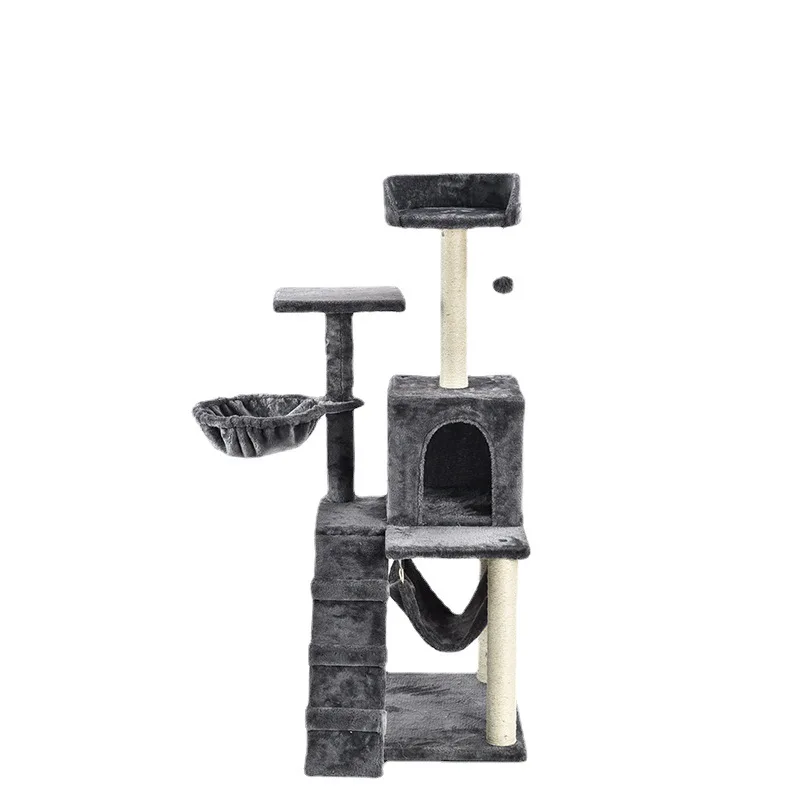 

Wholesale Wooden Sisal Cat Tree Climbing Tower Cat Hammock Jump Tower