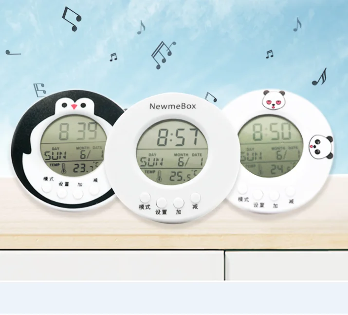 

NEWMEBOX small smart multifunctional table clock for school ,home desk student, White + black