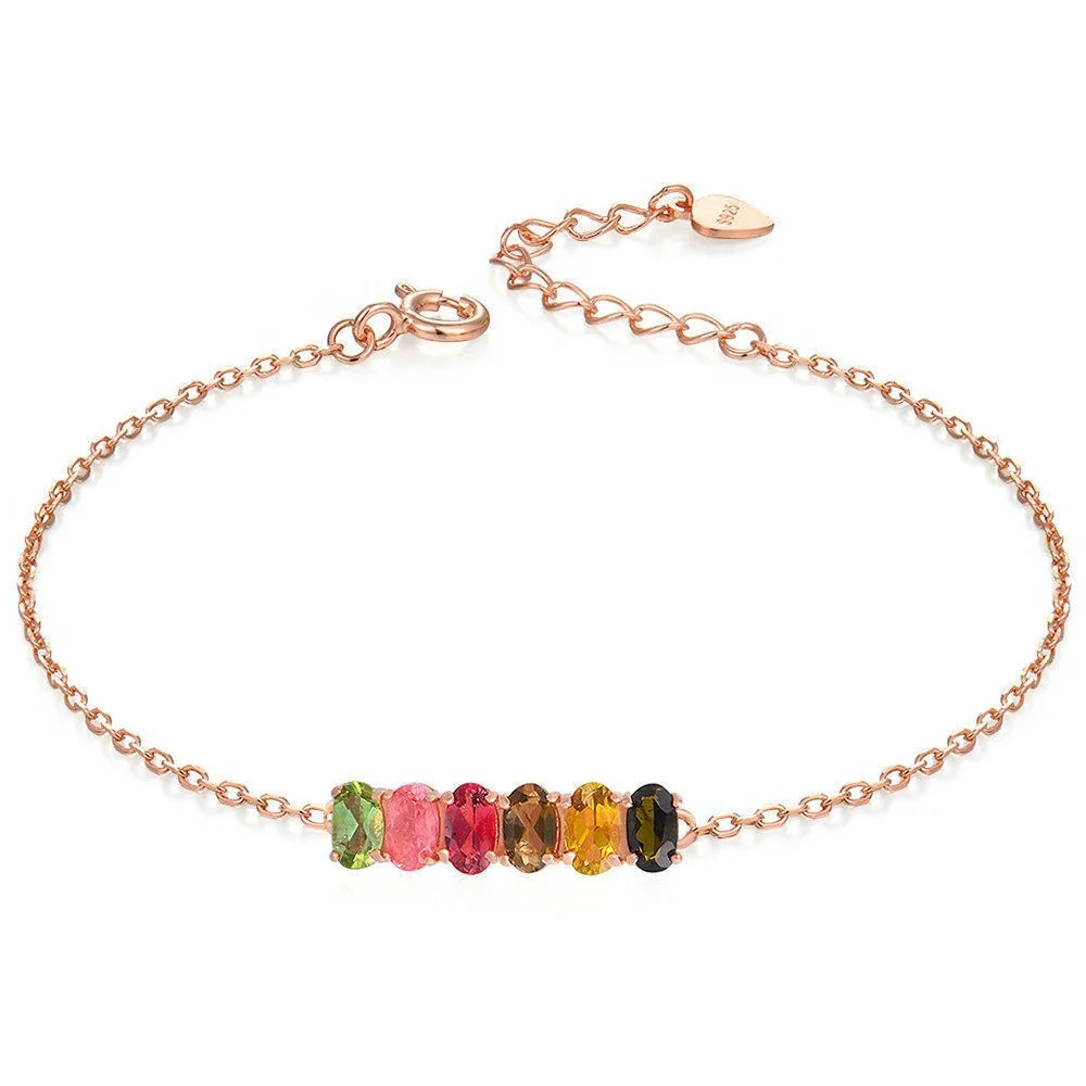 

2019 Fashion Color Tourmaline bracelet 925 silver vermeil gold jewelry