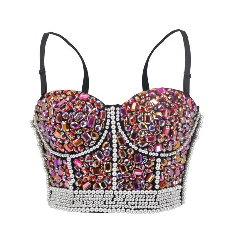 

B51563A 2019 New style nightclub wear women fashion rhinestone crop tops, Show
