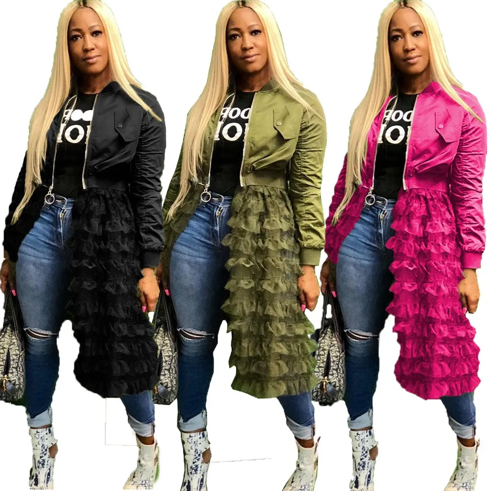 

Winter ladies fashion zipper long jacket long winter coats for women