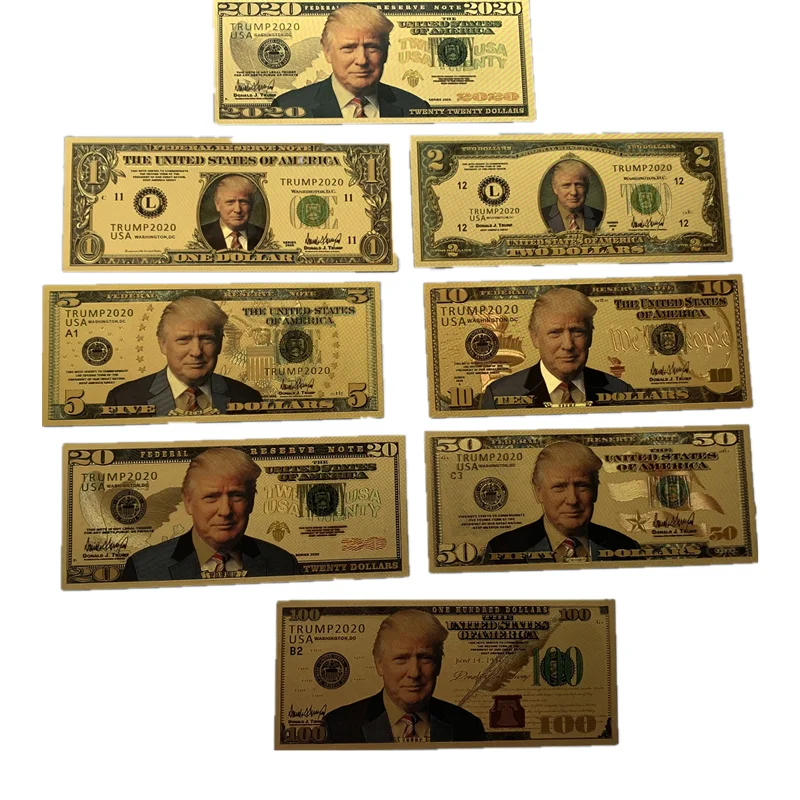 

2020 New trump USA dollar bills set gold foil dollar banknote