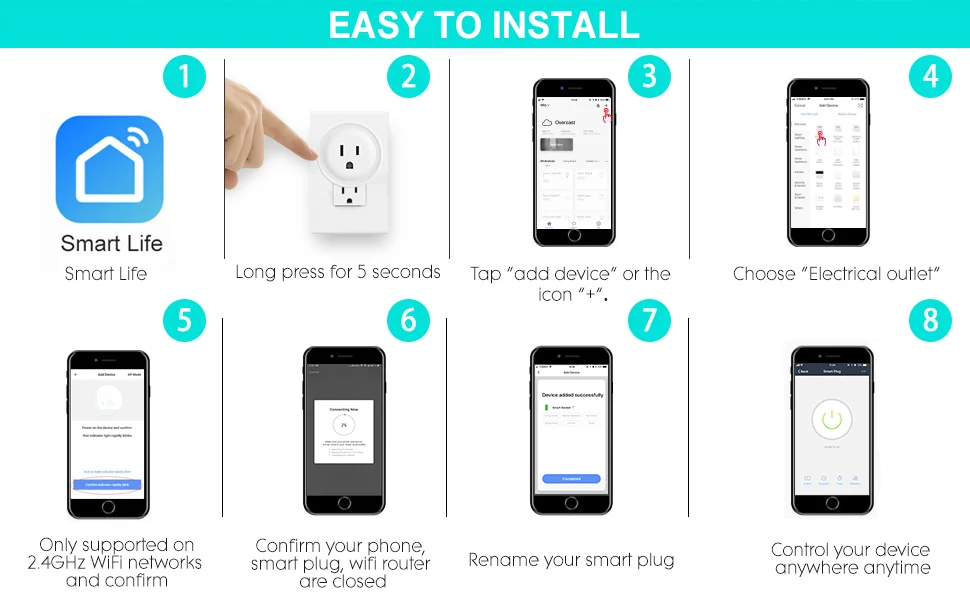 WiFi Smart Plug UK standard Tuya app Alexa Google Home10Amp remote voice USB Power Strip Outlet