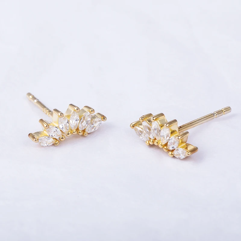 

925 Original Fashion Jewelry Natural Zirconia Silver Gold Plated Zircon Earing Jewellery aretes Stud Silver Earrings