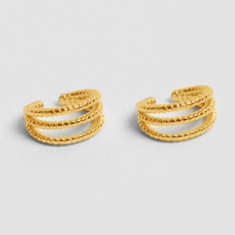 

Wholesale Minimalist Jewelry For Women 925 Sterling Silver 18k Gold Plated Three-layer Ear Cuff