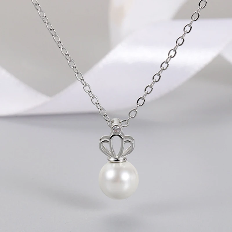 

14K Gold Filled 9-9.5mm White Natural Freshwater Pearl Crown Necklace for Women Pearl Pendant Birthday Jewelry Gifts