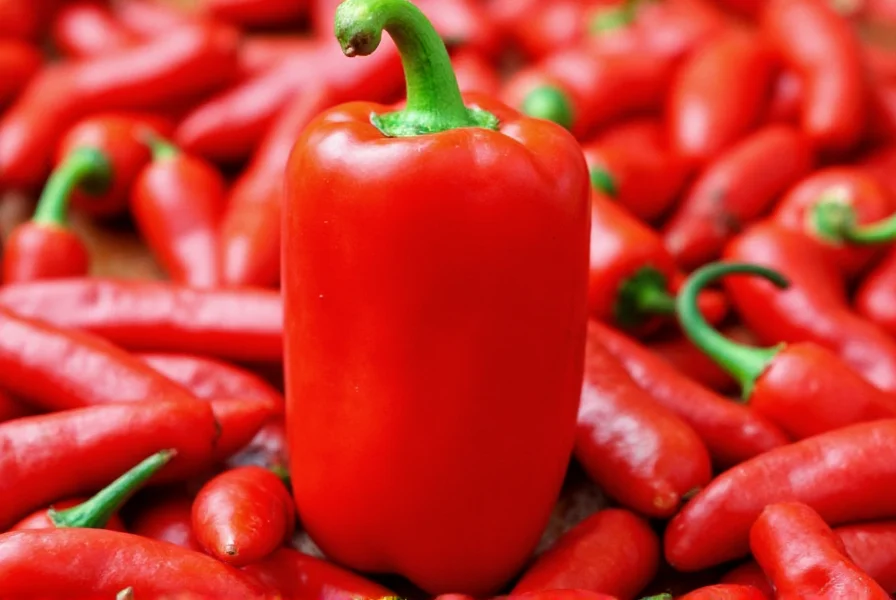 Various paprika varieties displayed in glass jars showing color differences between sweet, smoked, and hot paprika