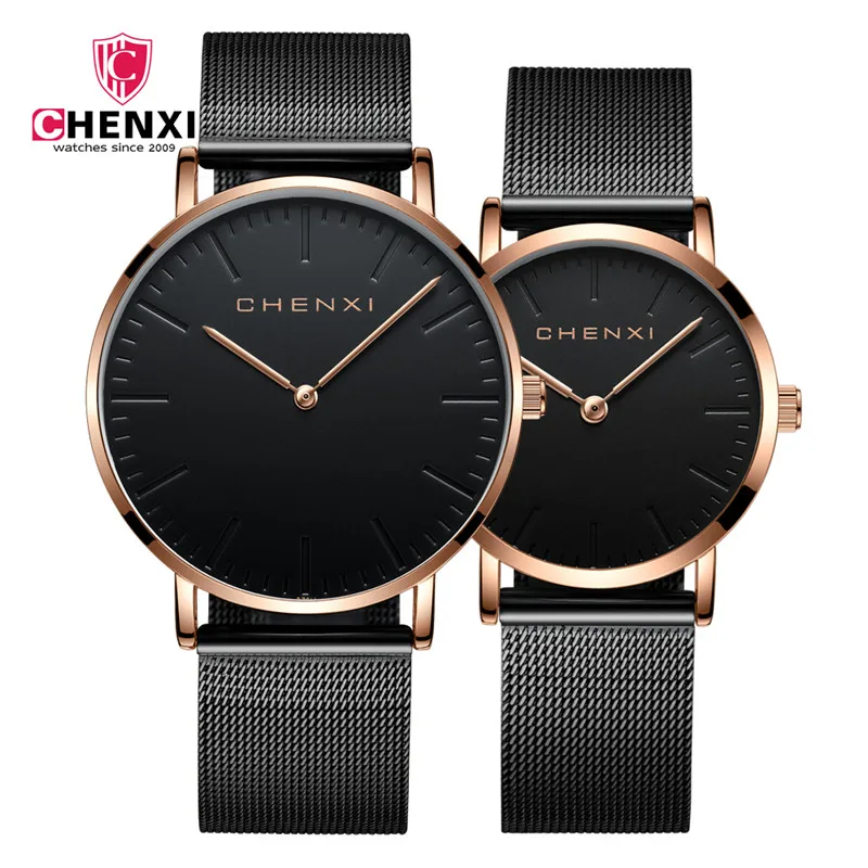 

CHENXI 076H Top Brand Luxury Lover Watches Quartz Watch Women&Men Casual Slim Mesh Steel Waterproof Sport Watch Couple Clock