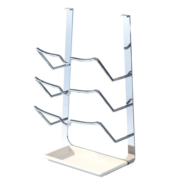 

Perforated kitchen stainless steel wall-mounted three-layer pot cover rack