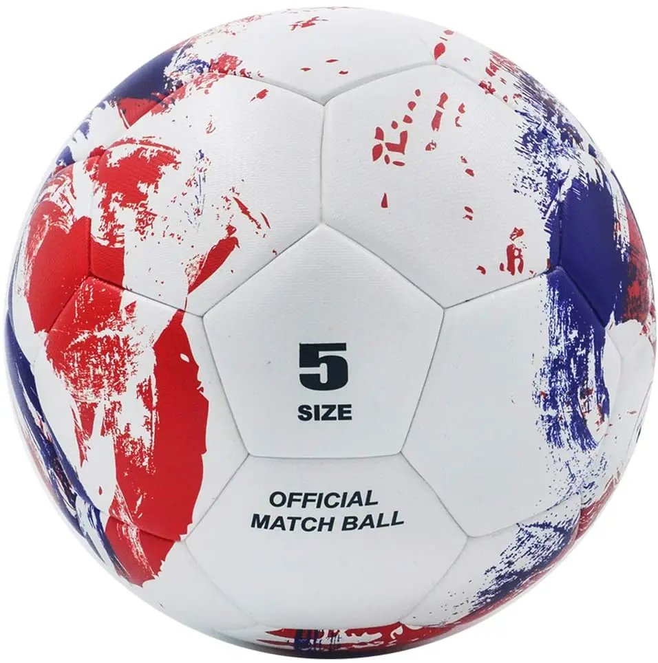 

pelota futbol Soccer Ball PU Leather Seamless Thermally Bonded Soccer Ball Size, Red/ blue/ black