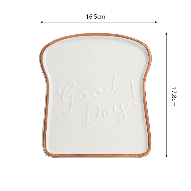 

High-temperature Resistance Ceramic Plate Creative Toast Bread Shape Plate Dessert Tray for Breakfast