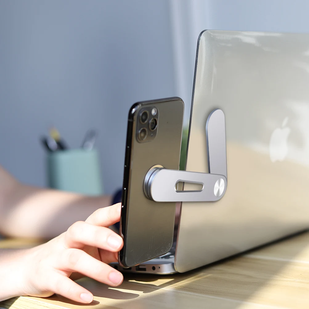 

Laptop Screen Side Magnet Phone Stand Notebook Mobile Phone Stand for Amazon Hot Selling 2020, Silver