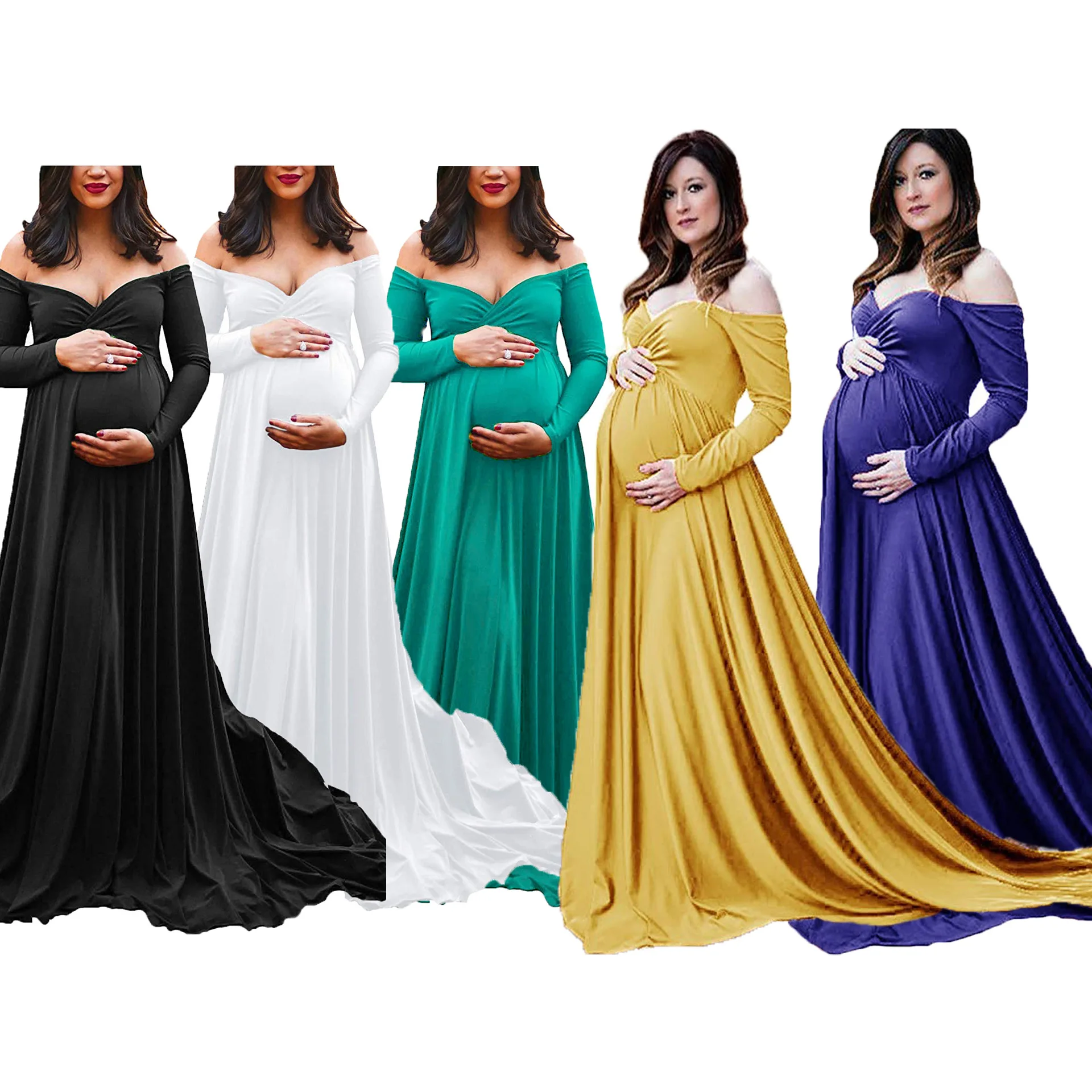 

New Design Pregnant Women Dress Clothes Long Sleeve Elegant Ladies Maternity Dress