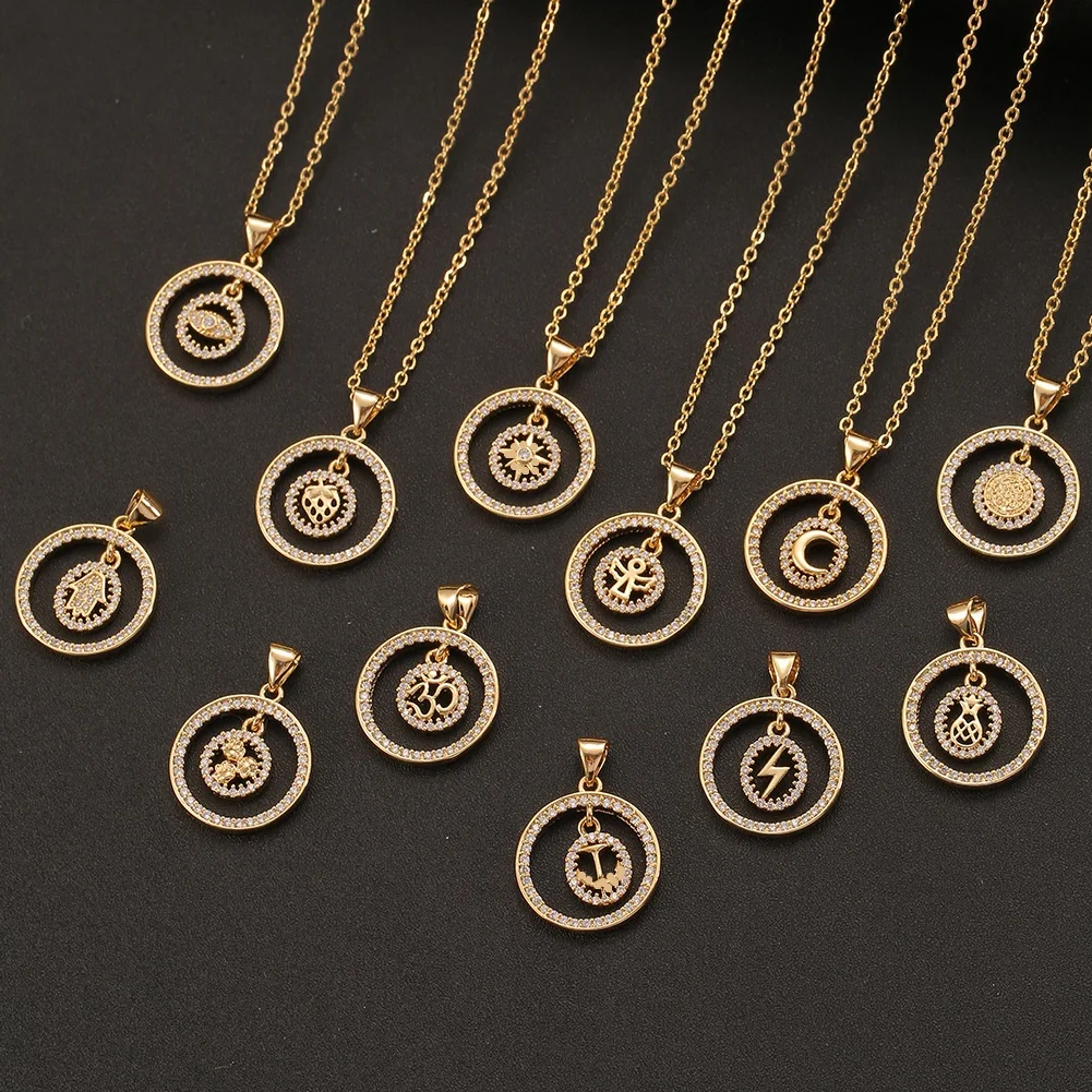 

Newest Arrival 18K Gold Plated Full Diamond Cross Pendant Necklaces Cubic Zircon Evil Eyes Necklace For Women Girl