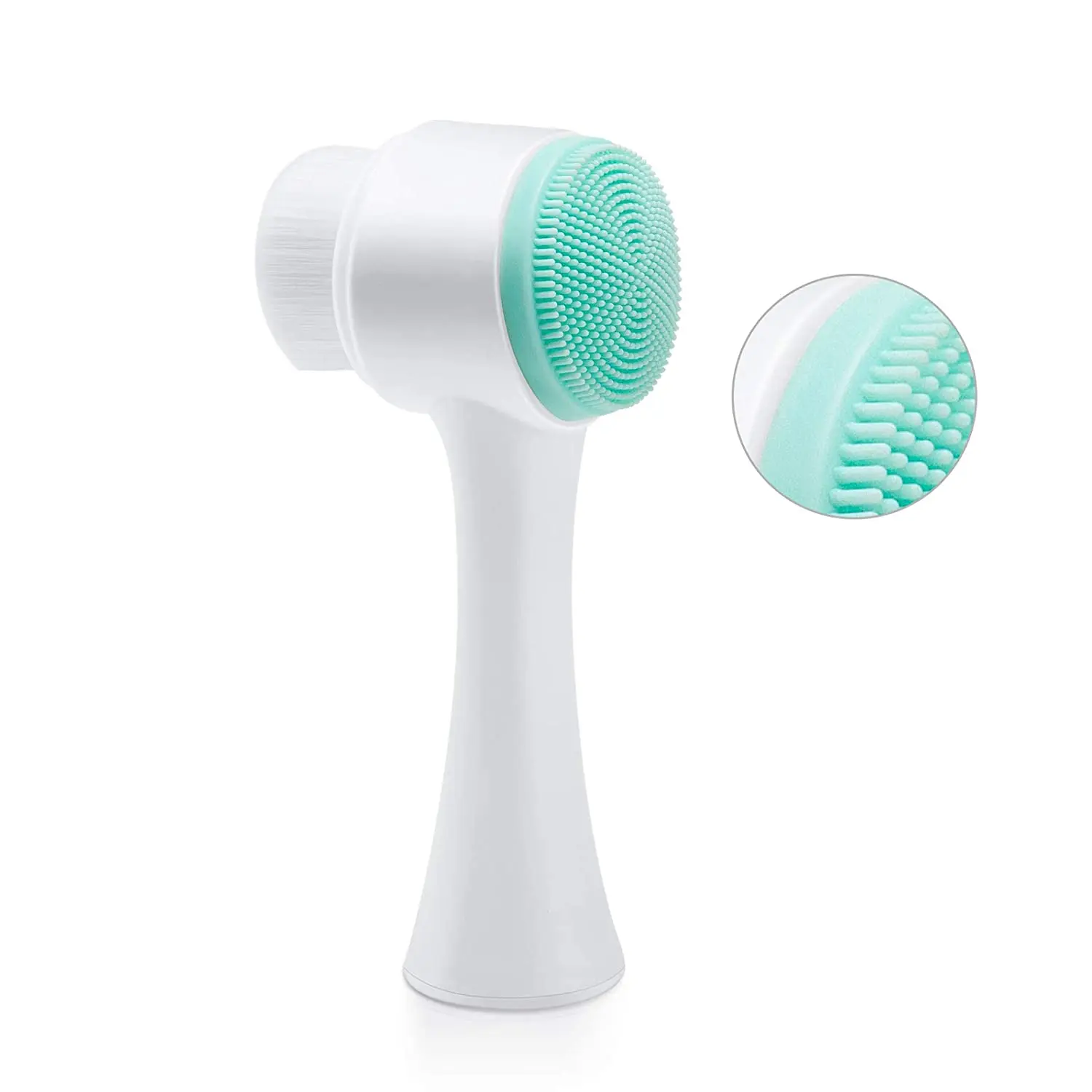 

Private Label Soft Facial Cleaning Brush Scrubber Deep Pore Exfoliation Makeup Massaging Silicone Manual Dual Face Wash Brush, As shown (optional)