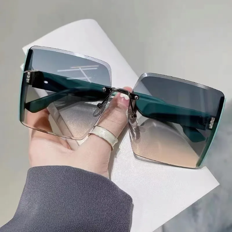 

2023 New Trendy Brand Style Rimless Square Women Fashion Sunglasses
