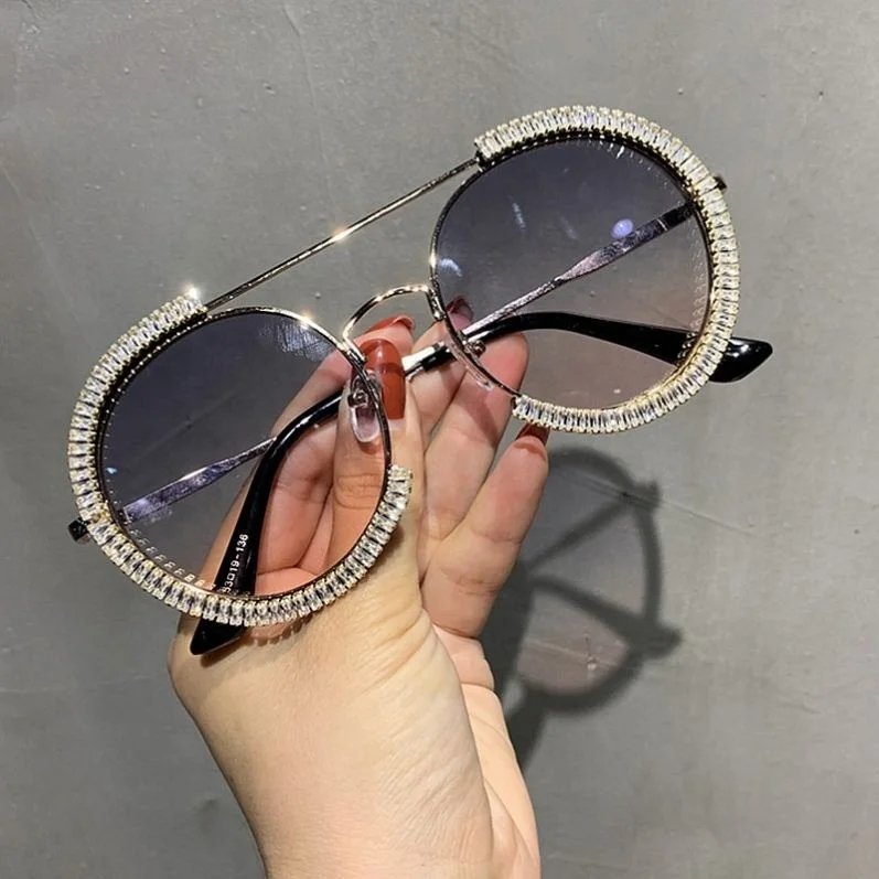 

Wholesale Retro Round Rhinestone Sunglasses Metal Glasses Foe Women, Colors